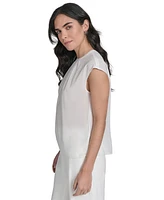 Calvin Klein Women's Studded Cap-Sleeve Crewneck Blouse