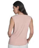 Calvin Klein Women's Sleeveless Mesh Drape-Neck Top