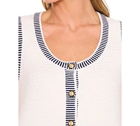 CeCe Women's Sleeveless Striped-Edge Sweater Vest