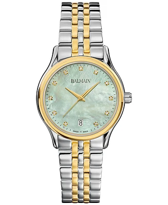 Balmain Women's Swiss Beleganza Diamond (1/20 ct. t.w.) Two-Tone Stainless Steel Bracelet Watch 32mm