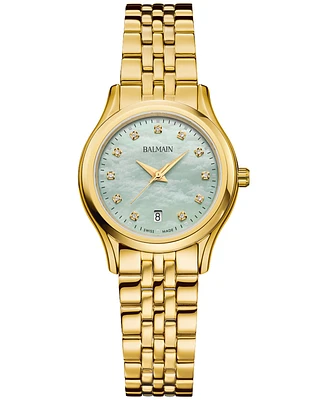 Balmain Women's Swiss Beleganza Diamond (1/20 ct. t.w.) Gold Pvd Stainless Steel Bracelet Watch 28mm