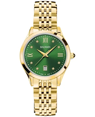 Balmain Women's Swiss Classic R Diamond Accent Gold Pvd Stainless Steel Bracelet Watch 34mm