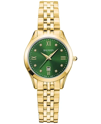 Balmain Women's Swiss Classic R Diamond Accent Gold Pvd Stainless Steel Bracelet Watch 30mm