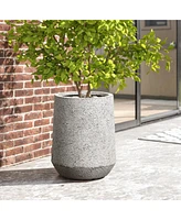 LuxenHome Speckled Gray and Off-White Textured Round Tapered -Inch Tall MgO Planter
