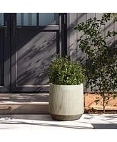 LuxenHome 2-Piece Marble Off-White Ribbed Texture MgO Planter Set, Indoor and Outdoor