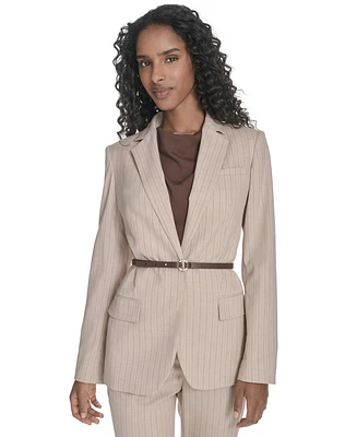 Calvin Klein Women's Belted Pinstripe Jacket