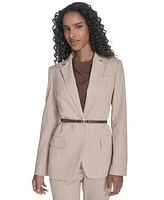 Calvin Klein Women's Belted Pinstripe Jacket