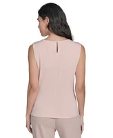 Calvin Klein Women's Sleeveless Pleat-Neck Knit Top