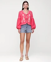 Avec Les Filles Women's Embroidered Peplum Jacket