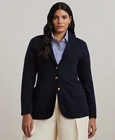 Lauren Ralph Women's Plus Combed Cotton Single-Breasted Blazer