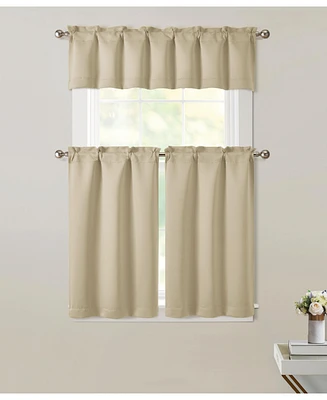 Kate Aurora 3 Piece Room Darkening Rod Pocket Cafe Kitchen Curtain Tier & Valance Set