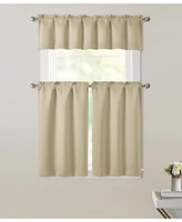 Kate Aurora 3 Piece Room Darkening Rod Pocket Cafe Kitchen Curtain Tier & Valance Set