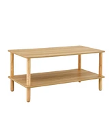 Modern 2-Tier Living Room Coffee Table with Open Shelf and Durable Legs