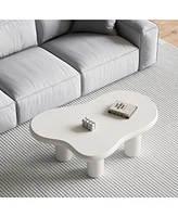 Cute Cream Coffee Table (46") with 4 Legs for Living Room