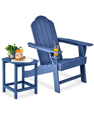 2 Pcs Patio Adirondack Chair Side Table Hdpe Weather Resistant Cup Holder