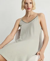 Mango Women's Lace Trim Cotton Nightdress