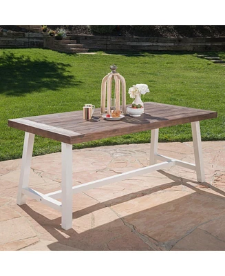Acacia Wood Dining Table With Rustic Metal Frame