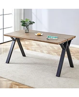 63" Wood Dining Table w/ Black A-Frame Legs