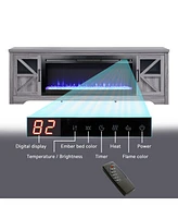 75" Fireplace Tv Stand for TVs up to 80",with 44" Electric Fireplace