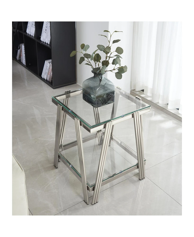 20" Square Glass End Table