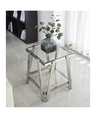 20" Square Glass End Table