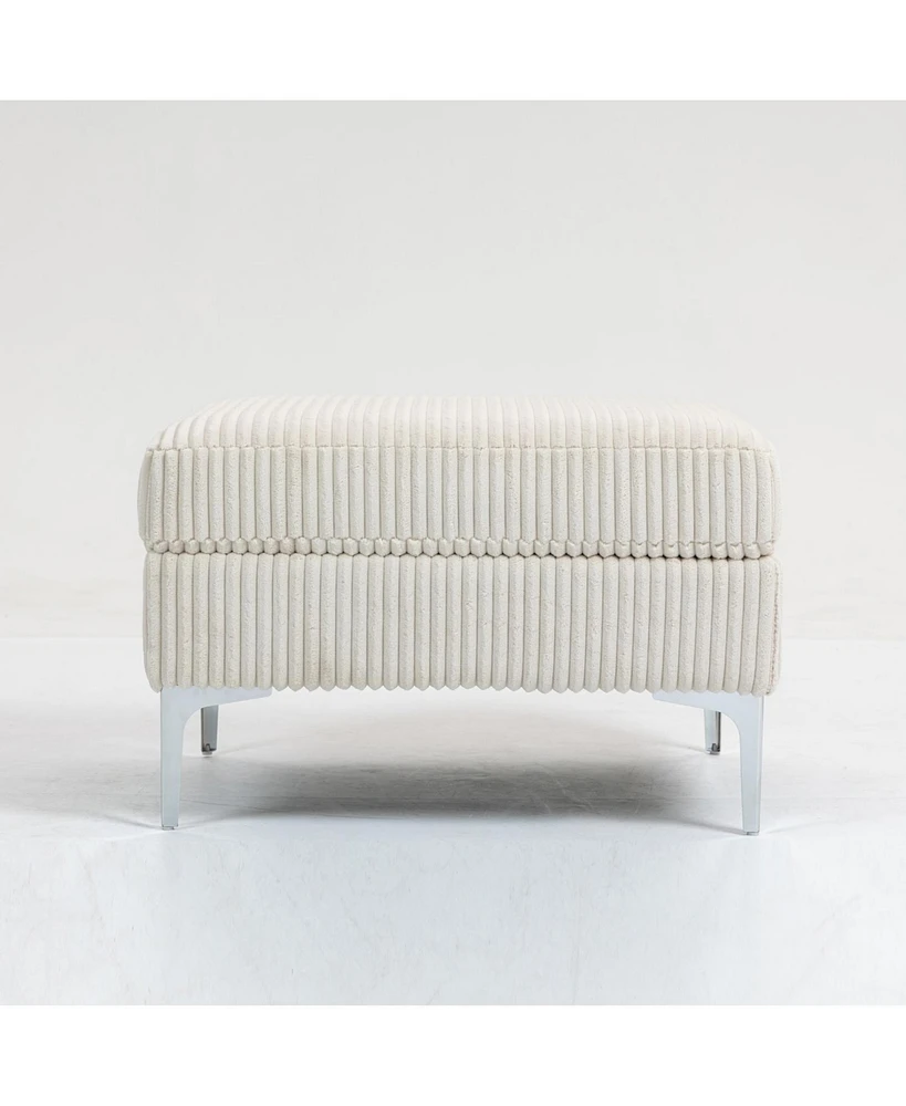 Modular Sectional Sofa Square Ottoman Module,Storage Ottoman Footrest,Beige