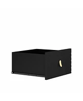 Buffets & Sideboards, Fluted Sideboard Cabinet, 2 Door 3 Drawer Design, with Led Lights,Acceent Black Sideboard