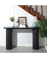 Black Fluted Console Table - 56" Entryway/Sofa Table for Living Room