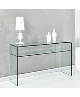Glass Console Table, Transparent Tempered Glass Console Table with Rounded Edges Desks, Sofa Table