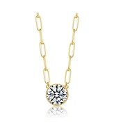 Round Bezel Set Clear Cubic Zirconia Solitaire Necklace