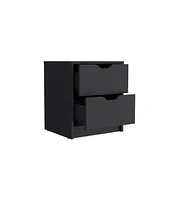 Two Drawer Faux Wood Nightstand for Bedroom Storage and Bedside Table