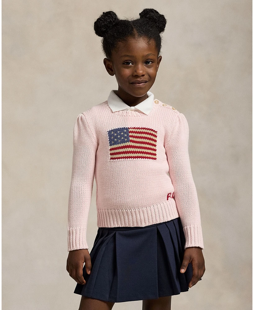 Polo Ralph Lauren Toddler and Little Girls Flag Crewneck Sweater