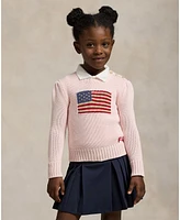 Polo Ralph Lauren Toddler and Little Girls Flag Crewneck Sweater