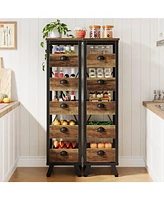 Tribesigns Wood Fruit and Vegetable Storage Rack Set of 2, 5-Tier Narrow Snack Stand Kitchen Stand Fruit Basket, Pull-Out Utility Organizer for Kitche