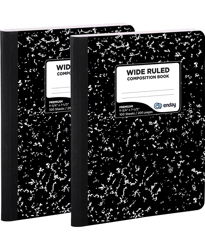 Enday Marble Composition Notebook Wide Ruled Black and White Composition Books 100 Sheets ( Pack