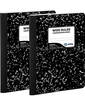 Enday Marble Composition Notebook Wide Ruled Black and White Composition Books 100 Sheets ( Pack