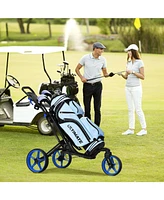 3 Wheel Folding Golf Push Cart with Scoreboard and Adjustable Handle