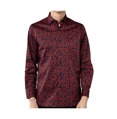 Luchiano Visconti Men's Black Purple Red Print shirt