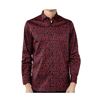 Luchiano Visconti Men's Black Purple Red Print shirt