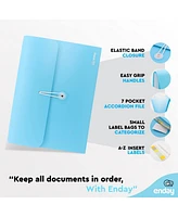 Accordion File Organizer Blue, 7 Pocket Expanding and Cover Folder with Labels, Plastic Portable Desktop Letter A4 Paper, 1 Pc – by Enday