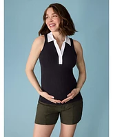 Motherhood Maternity V-Neck Sleeveless Polo Top
