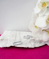 2-Pc. Set Diamond Open Link Pendant Necklace & Matching Hoop Earrings (1/6 ct. t.w.) in Sterling Silver, Created for Macy's