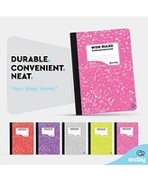 Composition Notebooks Wide Ruled Paper, Colored Marble Composition Notebook Covers, 100 Sheets (200 pages) Composition Books, Wide Ruled, Pink -Red