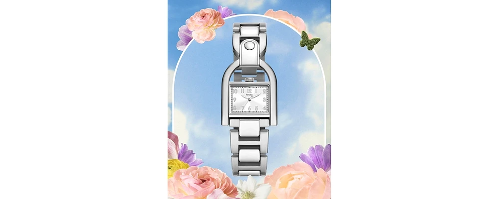 Fossil Women's Harwell Three-Hand Silver-Tone Stainless Steel Watch 28mm