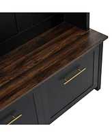 4-in-1 Hall Tree: Hooks, Storage Bench, 76.6"H