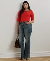Lauren Ralph Plus Stretch Cotton Boatneck Top