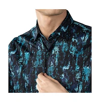 Luchiano Visconti Men's MultiColor Blue Marble shirt