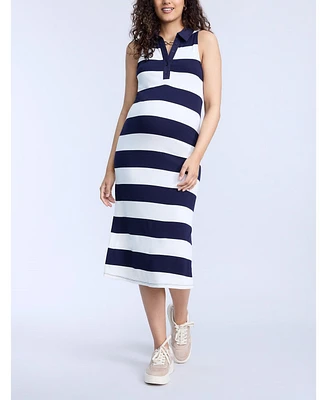 Women's Collared Sleeveless Polo Midi Dress - Motherhood Maternity