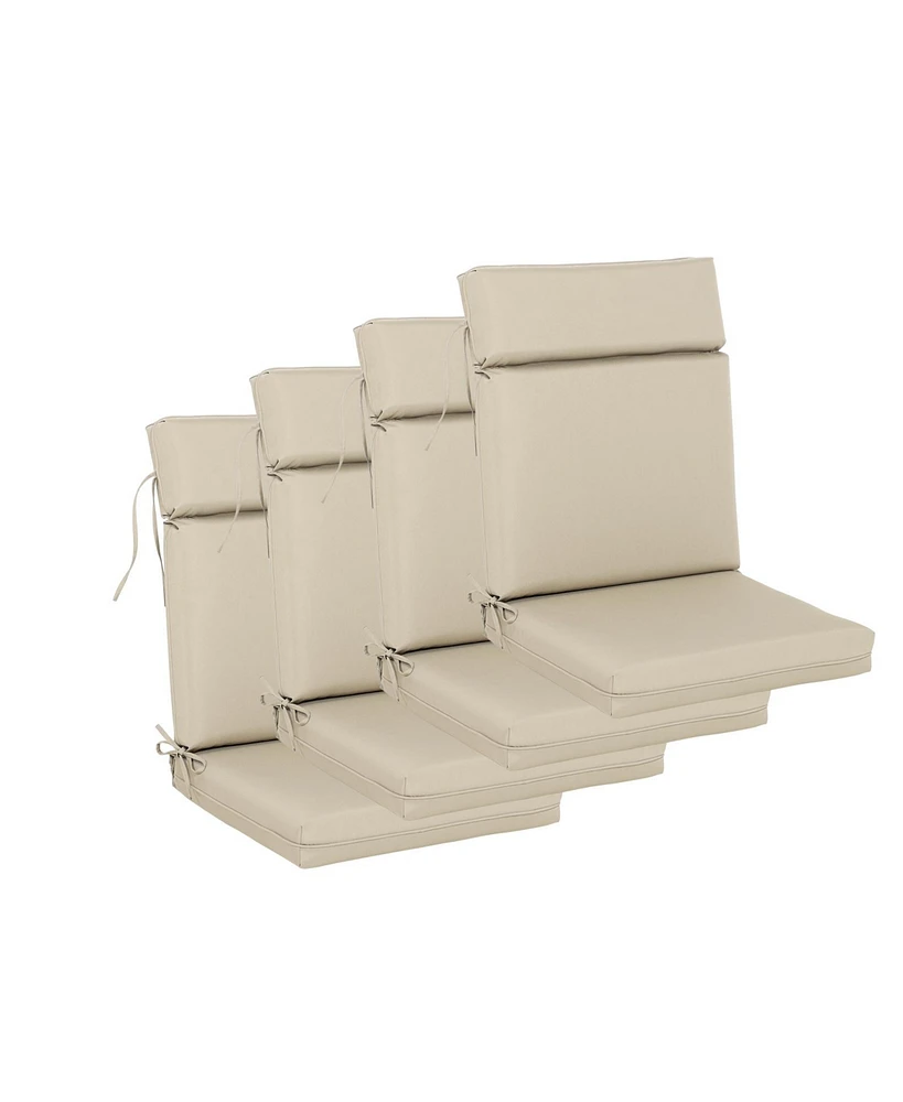 Aoodor 4Pcs Outdoor Cartridge High Back Dining Chair Cushion Set, Fade and Water Resistant Polyester Fabric Cover with Ties and Zipper