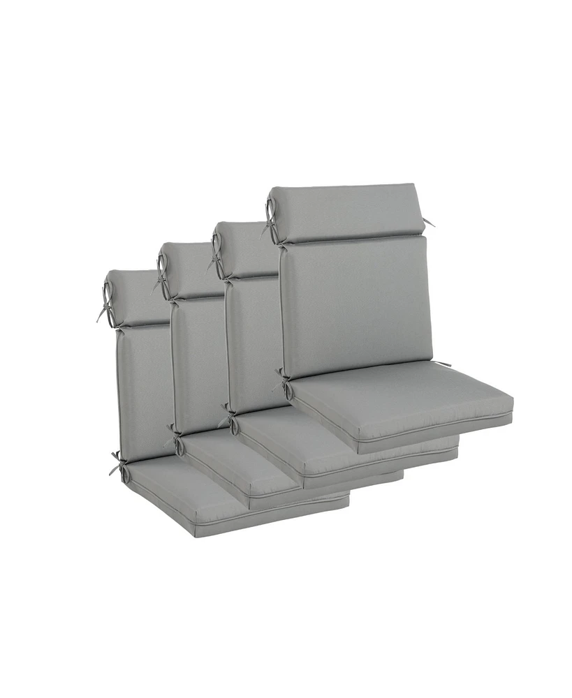 Aoodor 4Pcs Outdoor Cartridge High Back Dining Chair Cushion Set, Fade and Water Resistant Polyester Fabric Cover with Ties Zipper